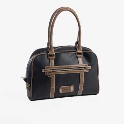 Handbag with shoulder strap, black color, Rose Series. 33x23x10cm