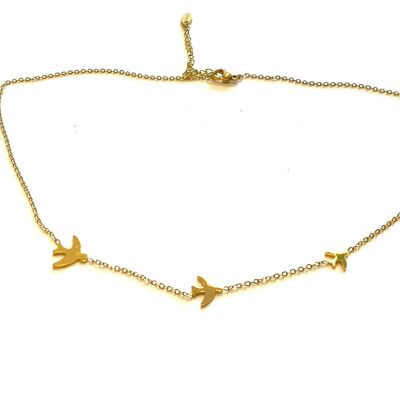 Neclace birds stainless steel gold