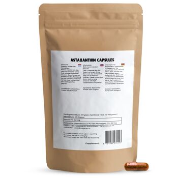 Cupplement - Astaxanthine 60 Capsules - Biologique - 160 mg par capsule - 5% d'extrait - Pas de comprimés, 12 mg, 6 mg ou poudre - Supplément - Superaliment - Astaxanthine - Astaxanthine 2