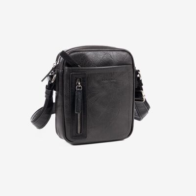 Sac bandoulière homme, noir, Collection Verota. 17x22cm