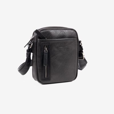 Men's shoulder bag, black, Verota Collection. 17x22cm