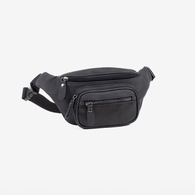 Men's waist bag, black, Canvas Collection. 30x13cm