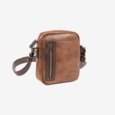Men's shoulder bag, leather color, Verota Collection. 16x20cm