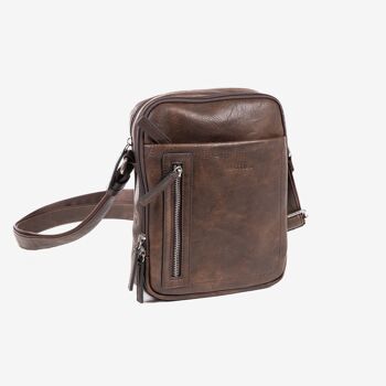 Sac bandoulière homme, marron, Collection Verota. 19x24cm 1