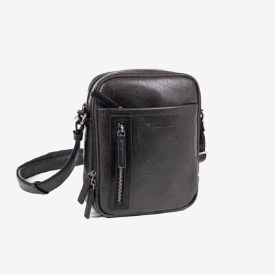 Sac bandoulière homme, noir, Collection Verota. 19x24cm