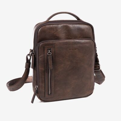 Men's shoulder bag, brown, Verota Collection.                                        23.5x30x6cm