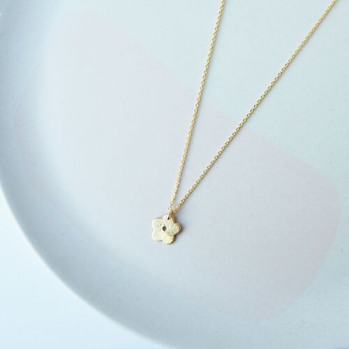 Minima Gold Necklace- Gold vermeil necklace with gold toned flower charm.