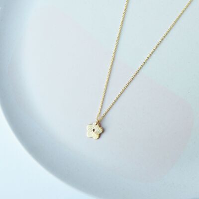 Minima Gold Necklace- Gold vermeil necklace with gold toned flower charm.