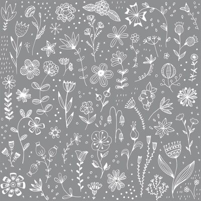 Serviette Pure Flower grise 33x33