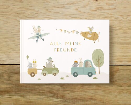 Freundebuch Wilde Fahrt für Kinder | Freundealbum Tiere | Erinnerungsalbum | A5 Freundschaftsbuch | Geschenk Einschulung | Schule