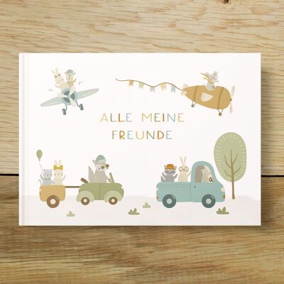Freundebuch Wilde Fahrt für Kinder | Freundealbum Tiere | Erinnerungsalbum | A5 Freundschaftsbuch | Geschenk Einschulung | Schule