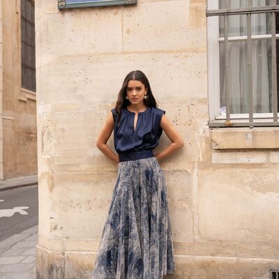 Gonna Ambre in tulle stampato toile de Jouy - CK08202-1