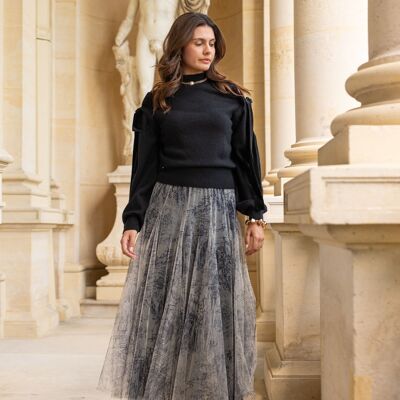 Jupe Ambre en tulle imprimée toile de Jouy - CK08202-1