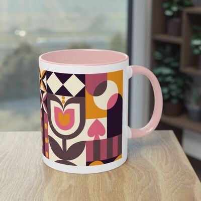 Taza de café bicolor estilo Bauhaus Spring Love, 0,33 l, 11 oz