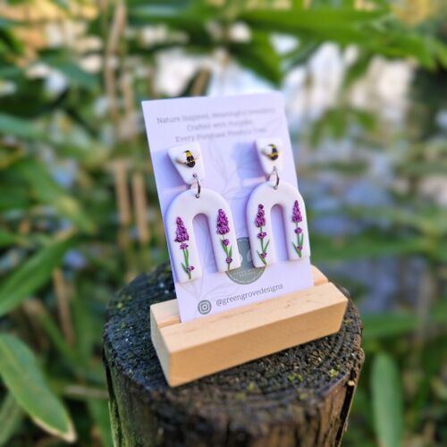 Bee and Lavender Polymer Clay Spring Statement Drop Studs