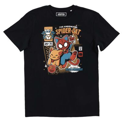 T-shirt Spider Cat - Tee-shirt Spiderman Chat Humour