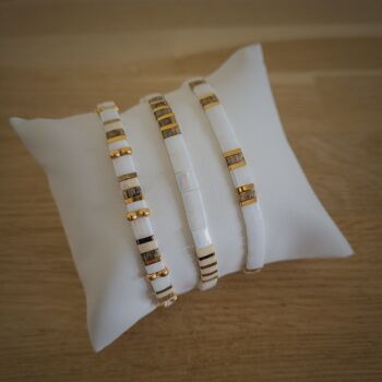 TILA - Bracelet - Blanc et beige smoky - bijoux - femme - fête des mamans - mères 1