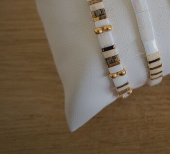 TILA - Bracelet - Blanc et beige smoky - bijoux - femme - cadeaux - Showroom été - plage 2