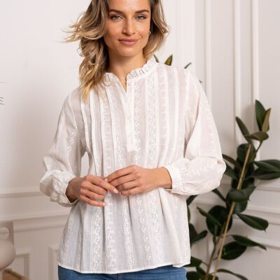 Loose embroidered cotton blouse - CK08224