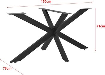 Structure de table métal noir 150x78x71 cm 91461 5