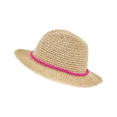 Straw hat for women with stylish chain decoration and inner band