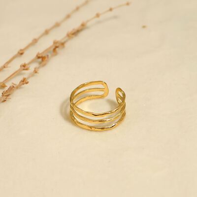 Anillo ajustable de triple línea de oro