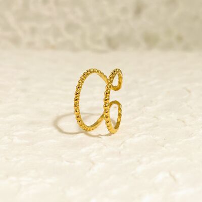 Anillo doble linea dorada