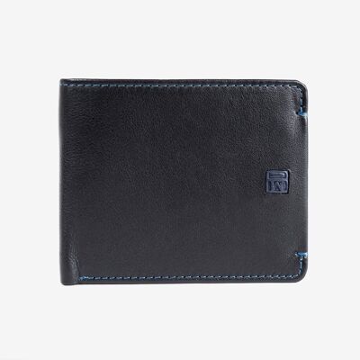 Leather wallet, black color, New Nappa Collection. 11x9cm