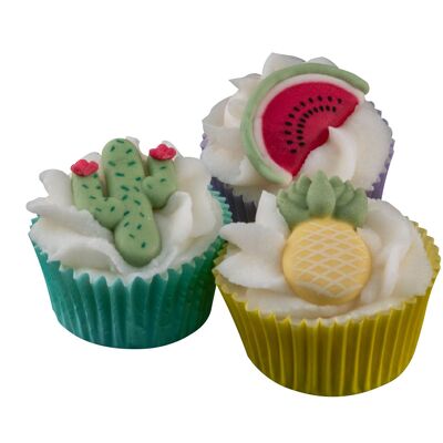 Verschiedene Mini-Cupcakes für den tropischen Sommer