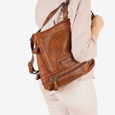 Women's backpack, leather color, sport backpack series. 30x30x11cm