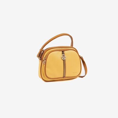 Shoulder bag for women, mustard color, Faroe Series. 23x16x10cm