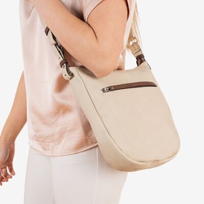 Borsa a tracolla da donna, colore beige, Serie Somta. 27x27x05 cm