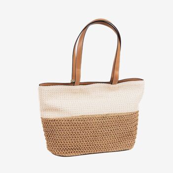 Sac shopper avec fermeture éclair, couleur naturelle, série Madeira. 34x27.5x13cm 3