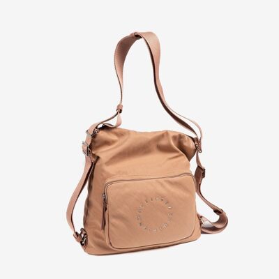 Shoulder bag convertible into a backpack, nude color, Deia Series. 30x32x10cm