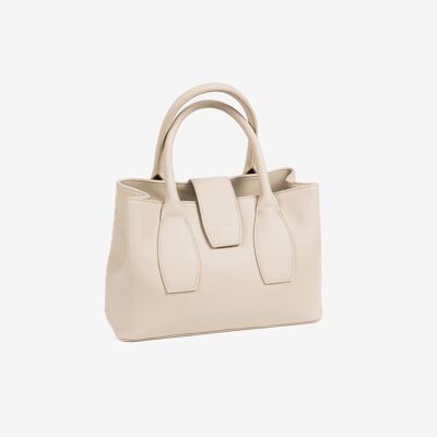 Handbag with shoulder strap, beige color, Reunion Series. 30x20x12cm