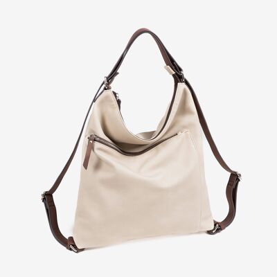 Shoulder bag convertible into a backpack, beige color, Somta Series.   33.5x36x05cm