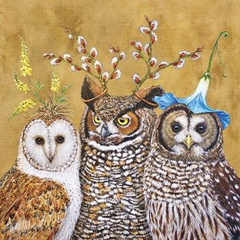 Famille Hibou 25x25cm