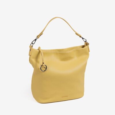 Bolso de hombro, color amarillo, Serie azores. 28x32x14.5 cm