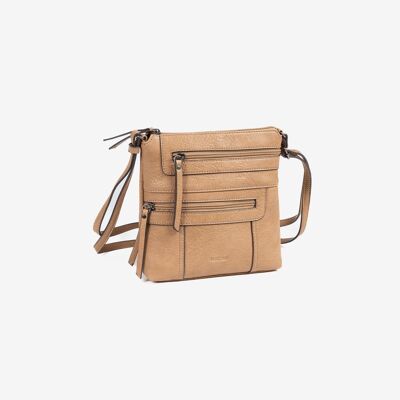Small shoulder bag for women, camel color, Emerald minibags series. 20x21x05cm