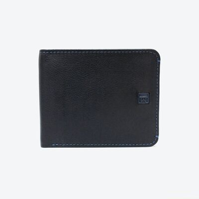 Leather wallet, black color. New Nappa Collection. 10.5x8.5cm