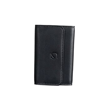Porte-clés en cuir noir, collection cuir exotique 6x10,5 cm 1