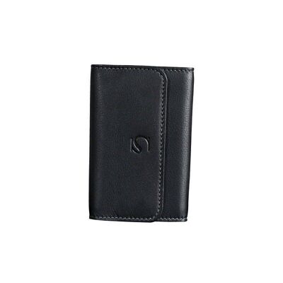 Black leather keychain, exotic leather collection 6x10.5 cm