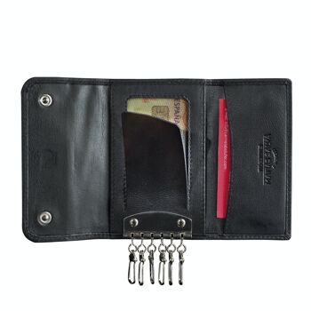 Porte-clés en cuir noir, collection cuir exotique 6x10,5 cm 2