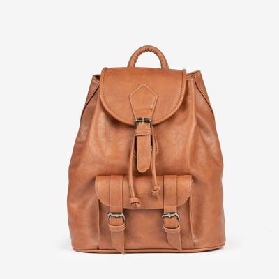 Zaino unisex classico, colore cuoio - 25x29x13 cm