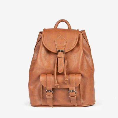 Classic unisex backpack, leather color- 25x29x13 cm