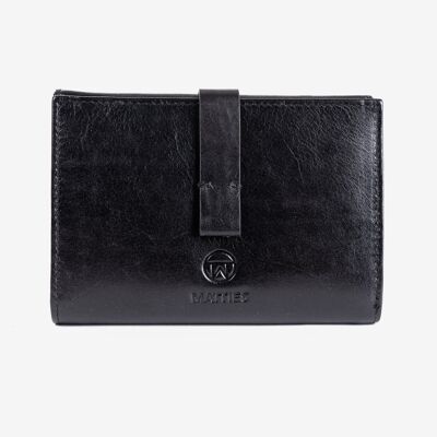 Leather wallet, black color, Vegetable Leather Collection. 10.5x15cm