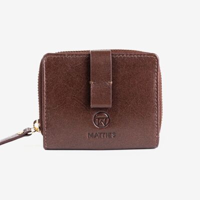 Leather wallet, brown color, Vegetable Leather Collection. 9x10.5cm
