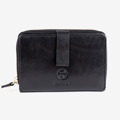 Leather wallet, black color, Vegetable Leather Collection. 8.5x13cm
