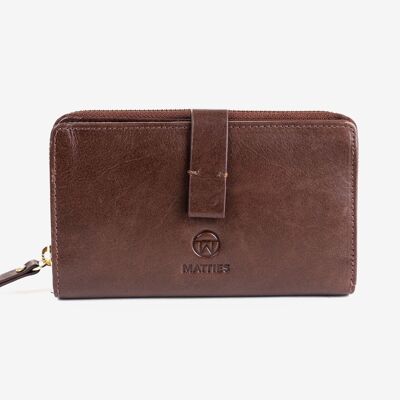 Leather wallet, brown color, Vegetable Leather Collection. 10x16.5cm