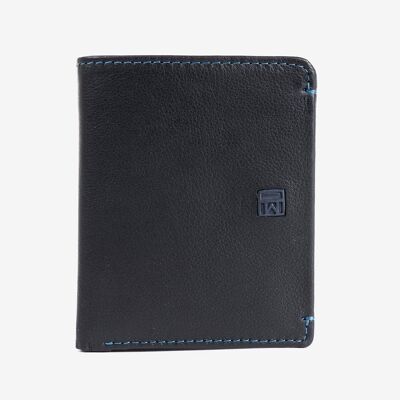 Leather wallet, black color, New Nappa Collection. 9x11cm